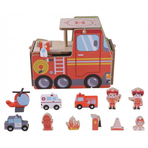 2Kids Toys Drevená stanica Hasiči 2 v 1