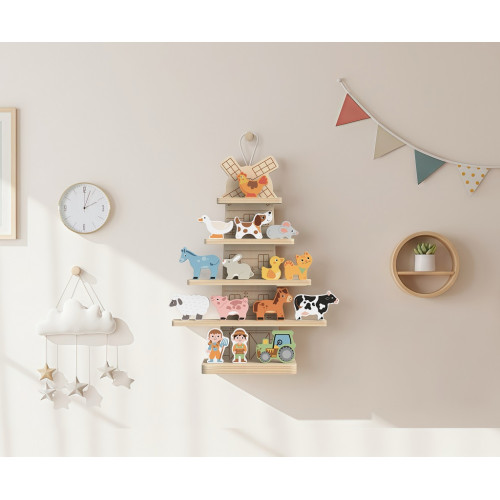 2Kids Toys Závesný mlyn so zvieratkami Farma – certifikované drevo, 36,5×25 cm, 18m+