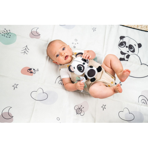 Závesná hračka s hryzátkom Panda, čierna/biela