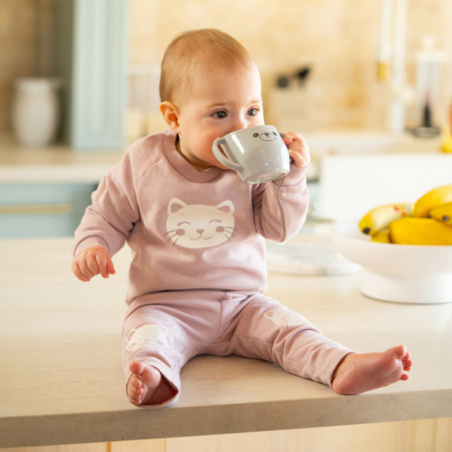 Detský Hrnček s uškami, naklonený - šedý