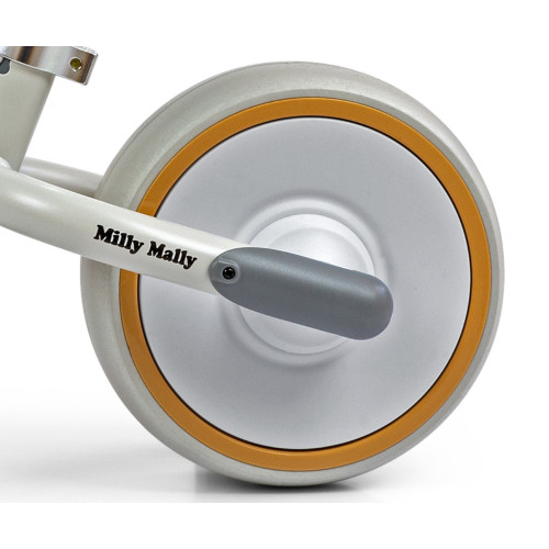 Odrážadlo Skippy Milly Mally – EVA kolesá, 18m+, ergonomické, biele, sivé