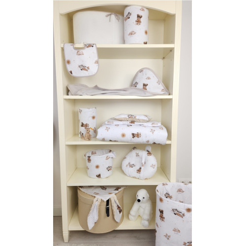 Novorodenecká zavinovačka, bavlna, Méďa pilot - biela, béžová