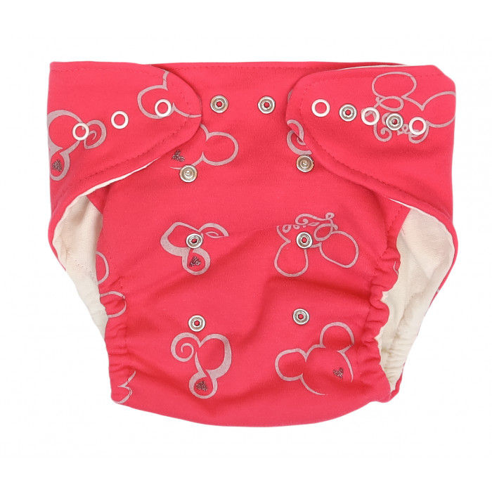 Mamatti Látková plienka EKO sada - nohavičky + 2 x plienka, Myška, veľ. 5 -14 kg, červená