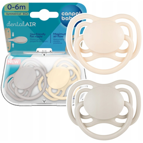 Cumlík Dental Air 0–6 m symetrický silikónový 2 ks – ortodontický, béžový