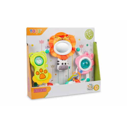 Senzorický oblúk Zebra Toyz – zrkadielko, hrkálky, 0–18 m