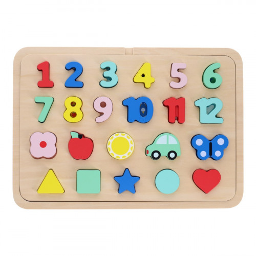 Vkladacie puzzle s číslami a tvarmi viacjazyčné