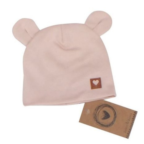 Z & Z Dvojvrstvová bavlnená čiapočka LOVE TEDDY, sv. ružová, vel. 92/98
