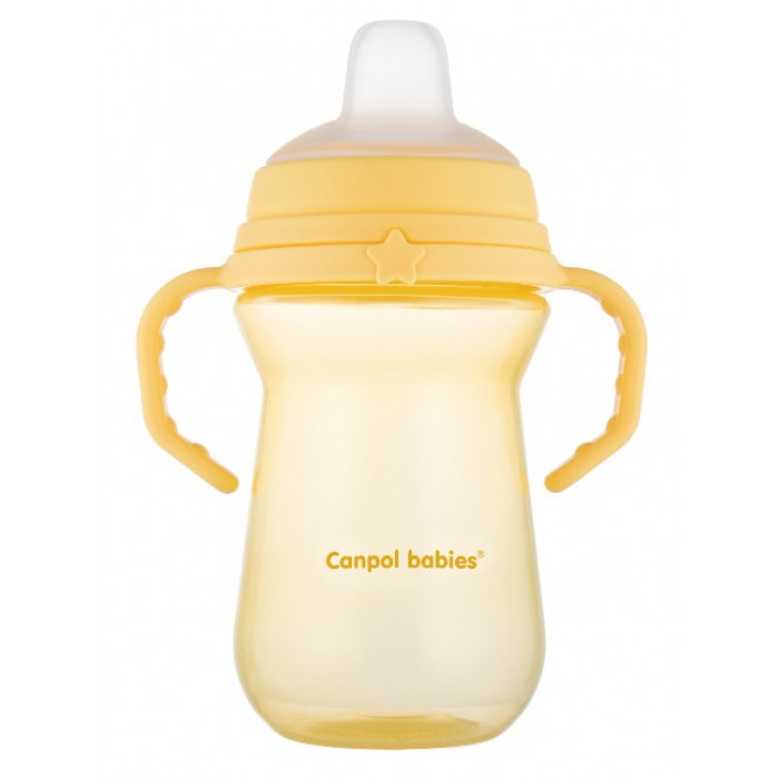 Nevylievací hrnček Canpol Babies s mäkkým náustkom, žltý, 250 ml