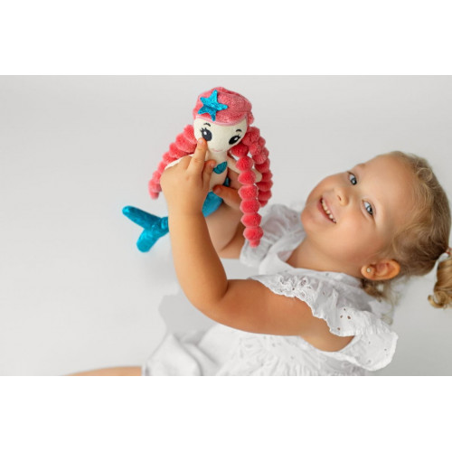 Mäkká handrová bábika Emma so šuštiacimi prvkami, modrá