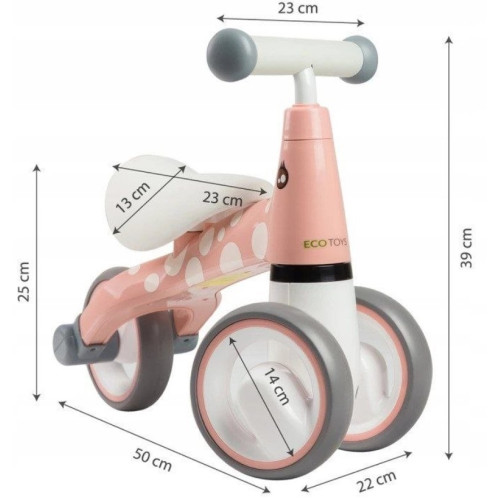 Odrážadlo/trojkolka Eco Toys, Flamingo - ružové