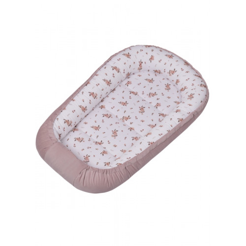 Hniezdočko pre bábätko Premium Flowers, oboustranné - pudrově rúžová