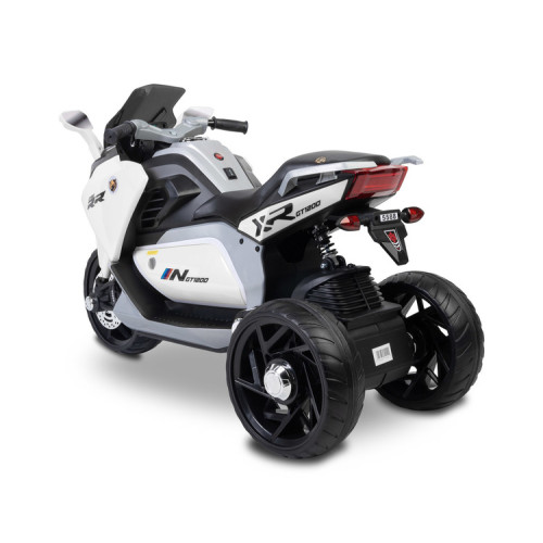 Elektrická trojkolka pre deti TOYZ – 2 motory, LED, USB, biela