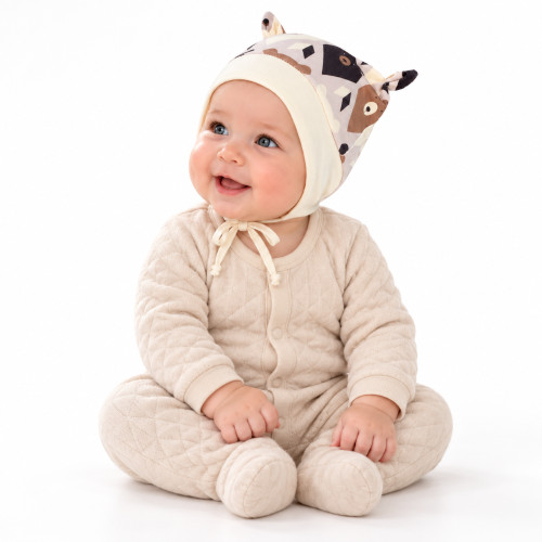Baby Nellys Dojčenská čiapočka uzlíček na zaväzovanie - Medvede, hnedá