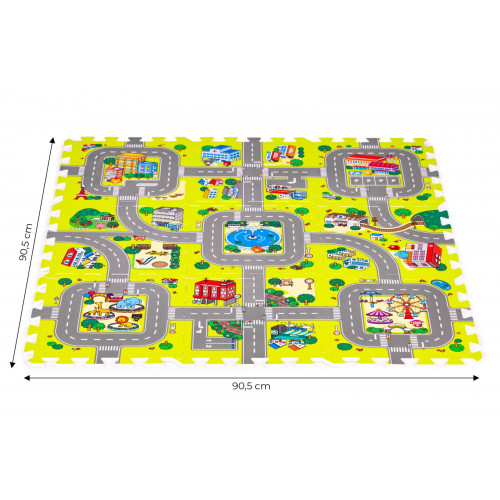 Penové puzzle, podložka - Mesto, 9 dielov