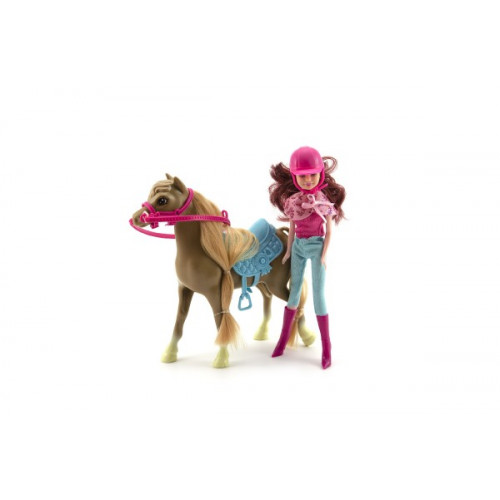 Teddies Kôň + bábika žokejka plast v krabici 34x27x7cm