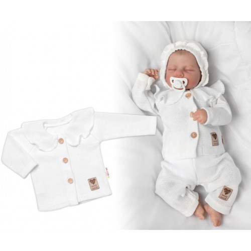 Pletený svetrík s volánikom Girl, Baby Nellys, biely, veľ. 62