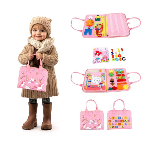 Senzorická busy kniha Jednorožec I – motorická látková kniha pre deti, 2Kids Toys