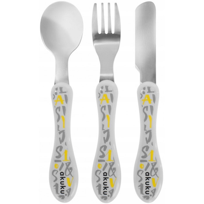 Nerezový príbor, sada 3 kusov - šedý