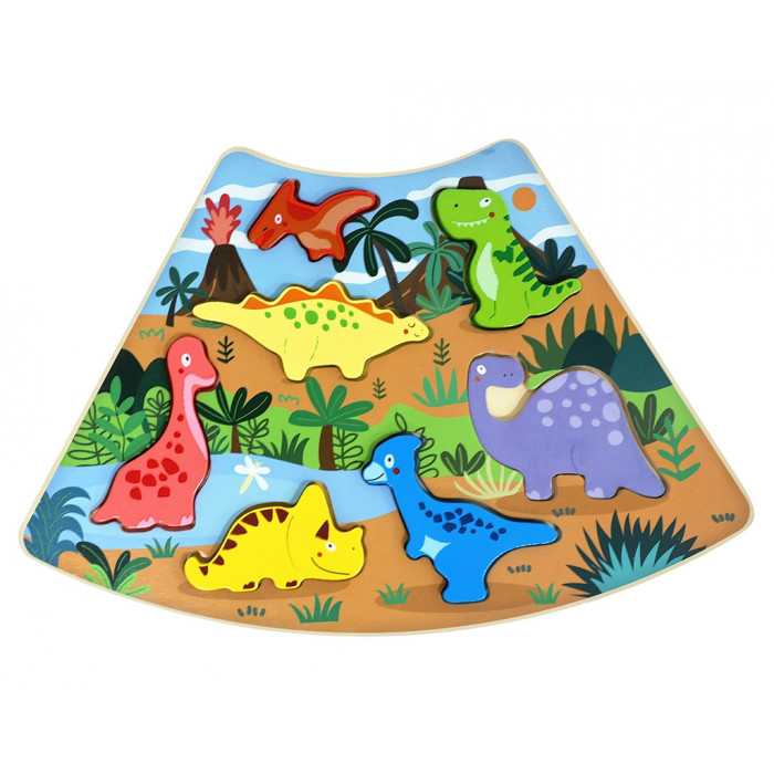 Drevené puzzle Dinosaury prepojiteľné, 7 dielov