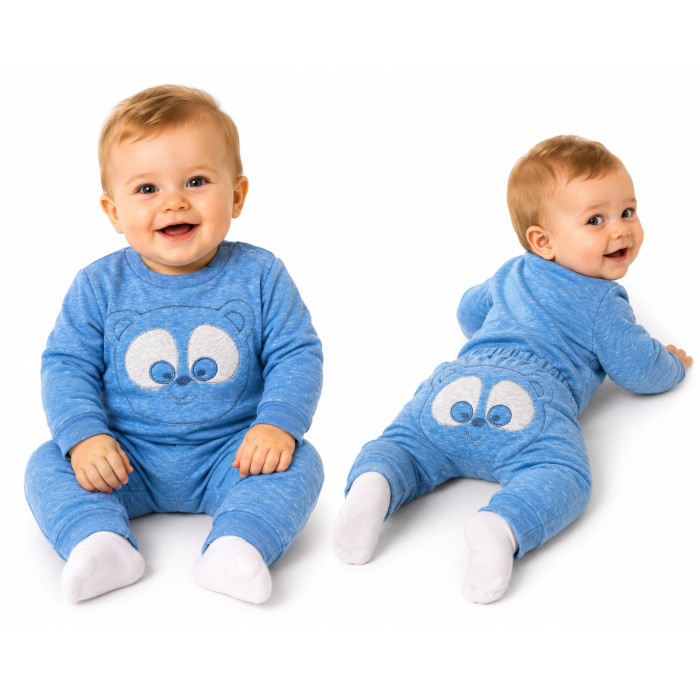 Tepláková súprava Baby Nellys - 
MEDVEDÍK - modrý  melír, veľ. 74