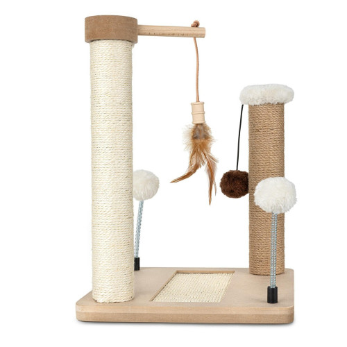 Škrabadlo pre mačky Cat Tree 40 cm – MDF, sisal, juta, guličky na pružinách a šnúrkach