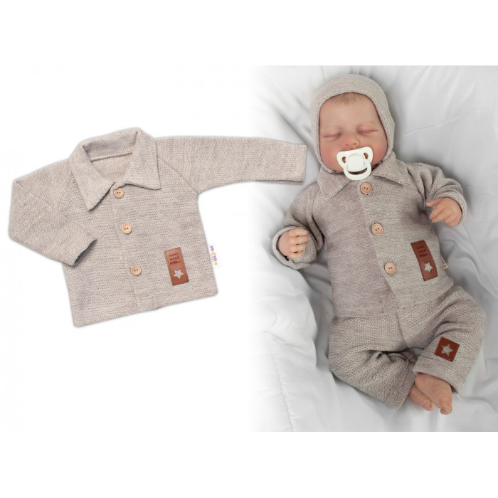 Pletený svetrík s gombíkmi Boy, Baby Nellys, béžový