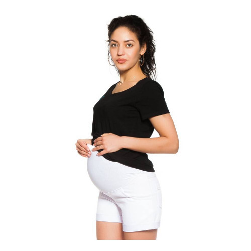 Be MaaMaa Tehotenské kraťasy Jeans - biele, veľ. L