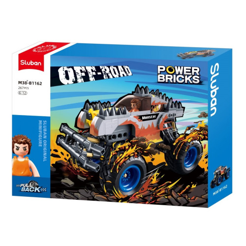luban Power Bricks Naťahovací Strieborný ohnivák Off-road Monster