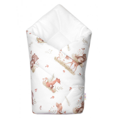 Dojčenská Zavinovačka klasik Roztomilé zvieratká, biela/hnedá