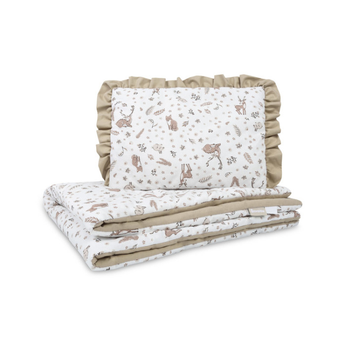 Set do postieľky Forest, bavlnený 75 × 95 cm + vankúšik 25 × 35 cm, béžová