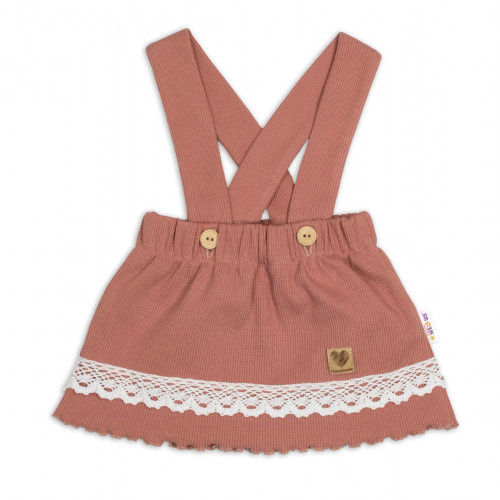 3D súprava LADY, bavlna, body kr. rukáv, suknička s láclom, čelenka, staroružová/biela, 62