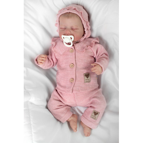 Pletený svetrík s volánikom Girl, Baby Nellys, púdrovo ružová, veľ. 74