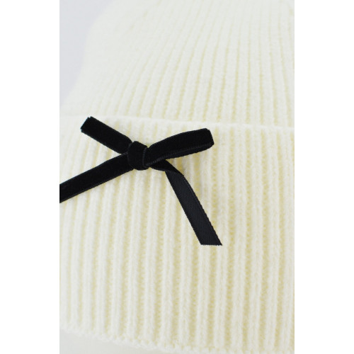 Detská zimná čiapka Mašličky - ecru, vel. 52 - 56 cm