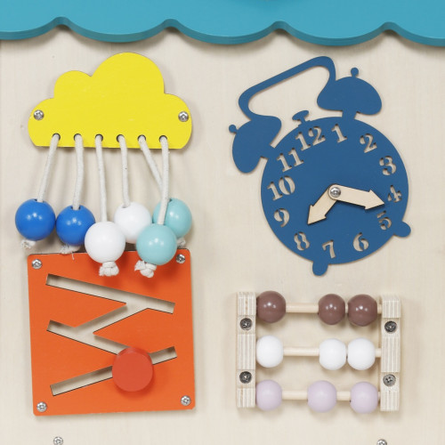 Montessori Activity board Domček tyrkysový