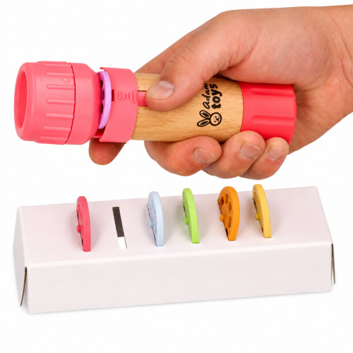 Detská baterka s projektorom Adam Toys – 48 obrázkov, 6 diskov, ružová, 3+