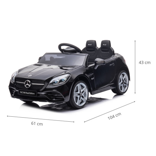 Elektrické autíčko Mercedes SLC-300 s diaľkovým ovládaním a LED svetlami, čierne