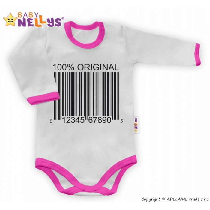 Baby Nellys Body dlhý rukáv 100% ORIGINÁL - sivé / ružový lem, veľ. 86 Baby Nellys Body dlhý rukáv 100% ORIGINÁL - sivé / ružový lem, veľ. 86