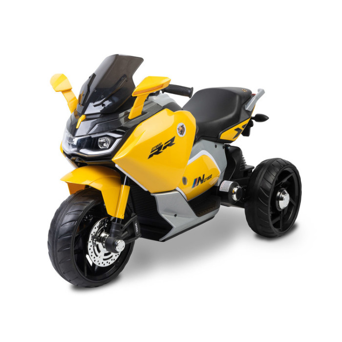 Elektrická trojkolka pre deti TOYZ – 2 motory, LED, USB, žltá