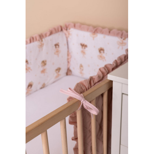 Mantinel do postieľky, mušelín 180x40cm (3x60x40cm) - Baletka, púdrovo ružová