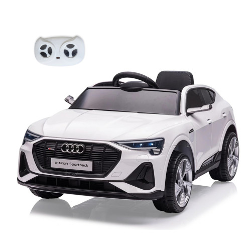Elektrické autíčko Audi E-Tron Sportback 12V s diaľkovým ovládaním a LED svetlami, biele
