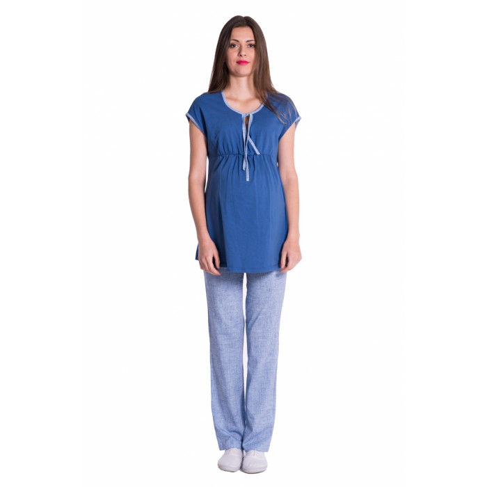Be MaaMaa Tehotenské, dojčiace pyžamo - jeans/modrá