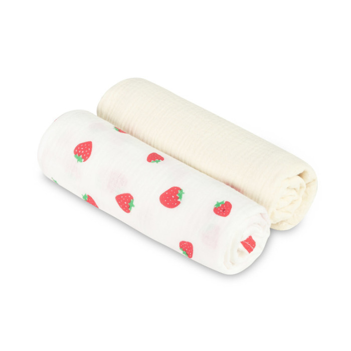 Mušelínové plienky krčené 60×75 cm Strawberry Cream – sada 2 ks