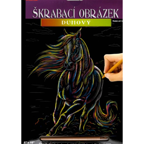 Škrabací obrázok dúhový A4 kôň 23x32cm 3 druhy