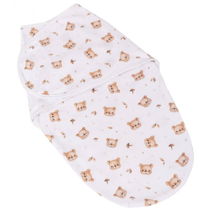 Bavlnený zavinovací vak, zavinovačka Baby Nellys, Bear, biela s potlačou