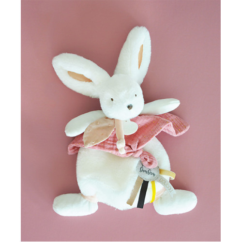 Doudou Darčeková sada - Plyšový zajačik s muchláčikom 25 cm staroružová