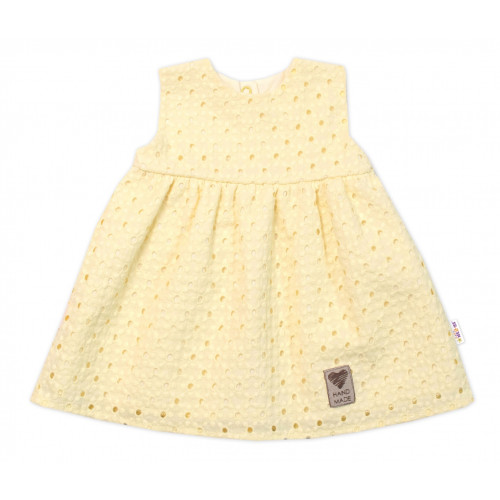 Baby Nellys Ľahké Handmade šatičky Madeira, žlté, veľ. 104