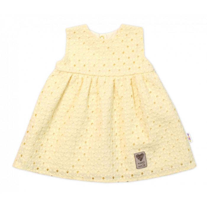 Baby Nellys Ľahké Handmade šatičky Madeira, žlté, veľ. 104