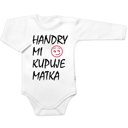 Body dlhý rukáv Handry mi kupuje matka, Baby Nellys, biele, veľ. 86