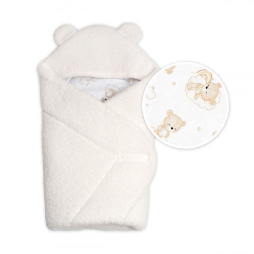 Baránková zavinovačka s kapucňou bavlna/baránok, Teddy Boucle- Medvedík smotana