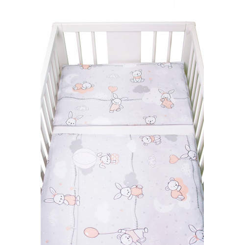 Mantinel s obliečkami Premium, 3D sada, Good night Animals, sivé, 135x100 cm